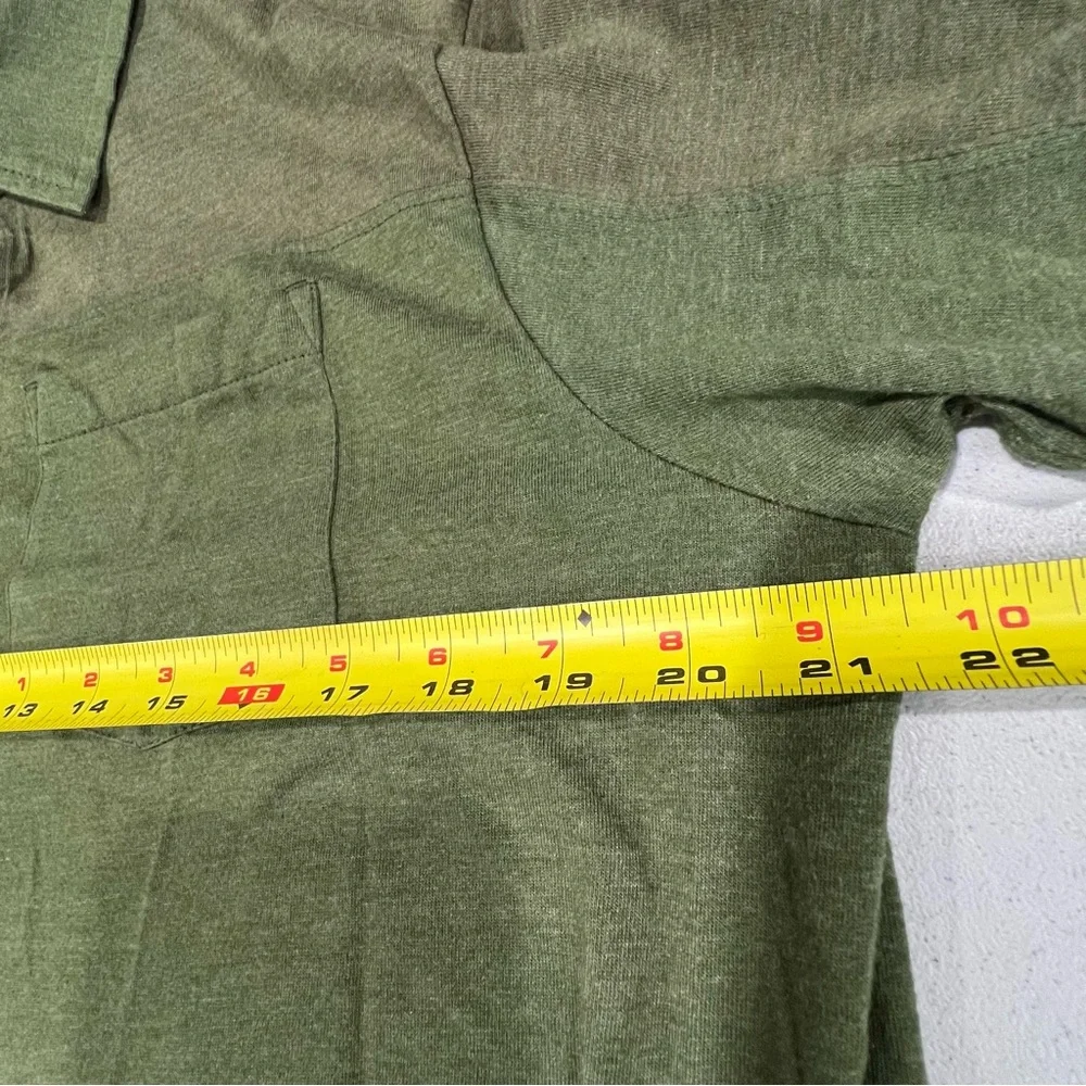 Prana Mens Polo Shirt Short Sleeve Button Down Size Large Green